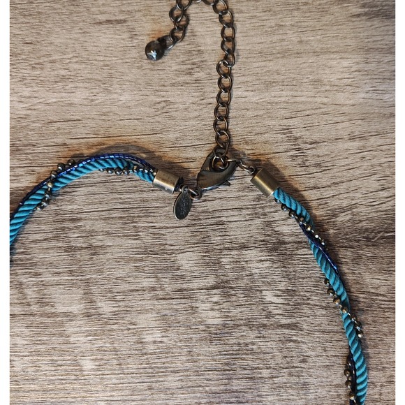 Chico's Pendant Necklace Beaded Braided Cord Silver Tone Swirl Jewelry‎ - Picture 6 of 12